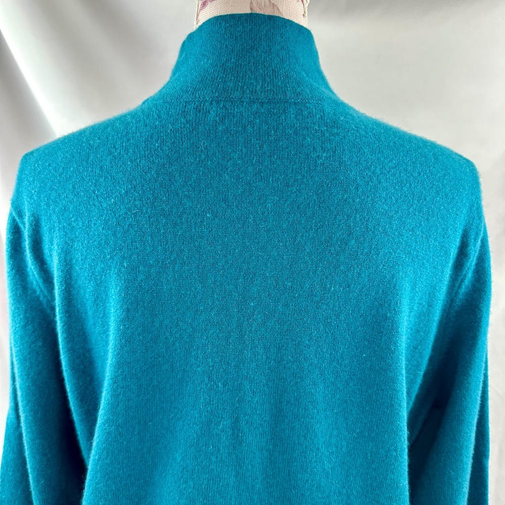100% Cashmere Sweater XL Petite 18 20 Teal Blue Mock Neck Soft Knit Lands' End - Picture 5 of 17